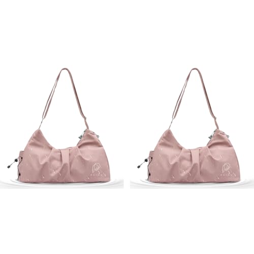 PALAY® Women Gym Bag Fashion Nylon with Shoe Compartment Duffle Travel Shoulder Multifunctional Waterproof Day Pack Adjustable Strap Pink 2 PCS PALAY® Women Gym Bag Fashion Nylon with Shoe Compartment Duffle Travel Shoulder Multifunctional Waterproof Day Pack Adjustable Strap Pink 2 PCS